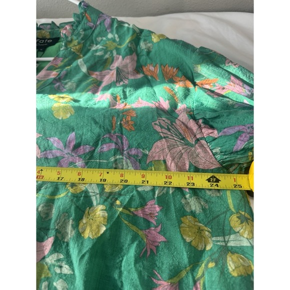 Fate Women's blouse green Floral Print Long Sleeve Zise 1X NWT Multicolor - Picture 5 of 12